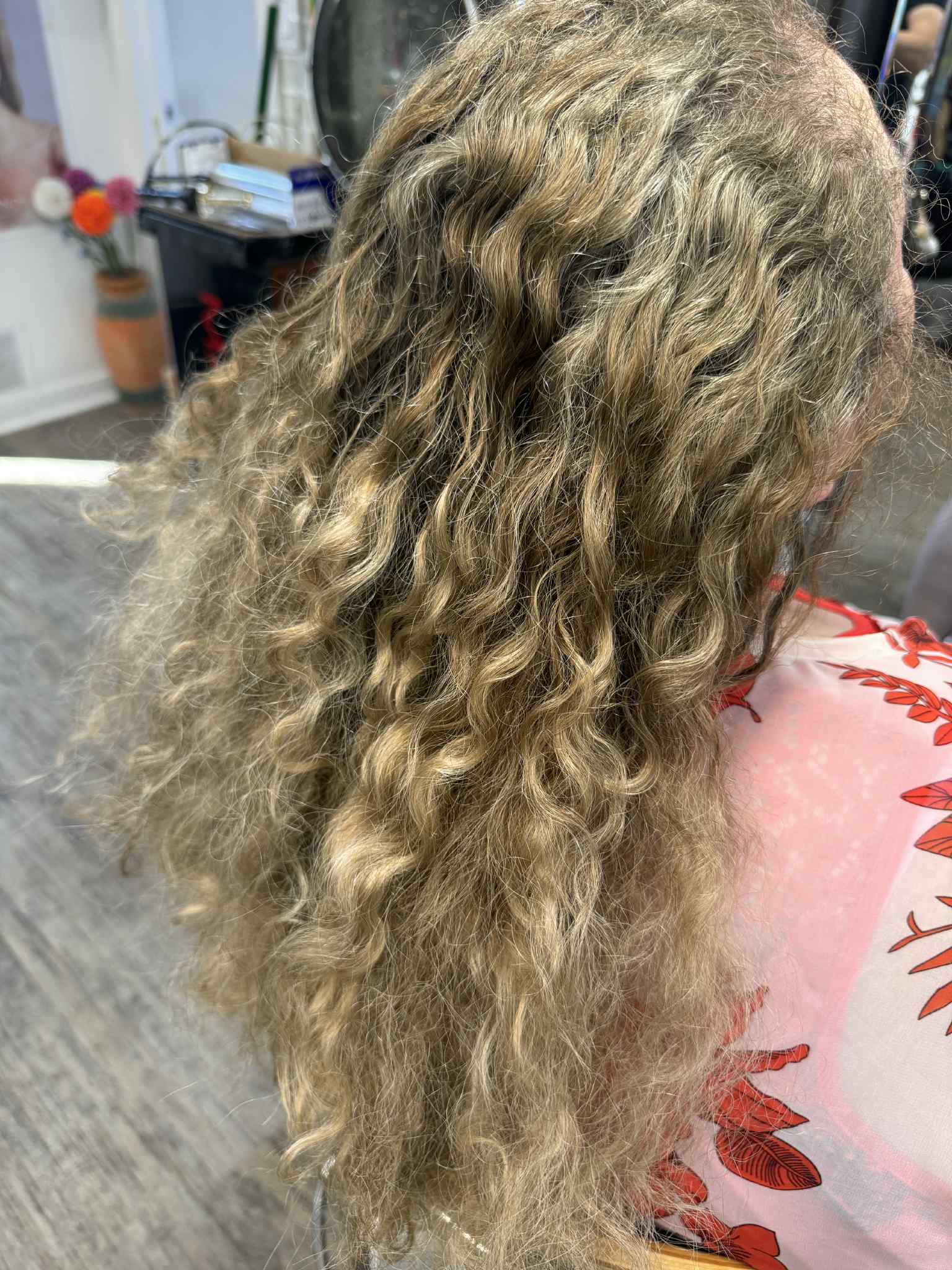 Before blonde curly hair